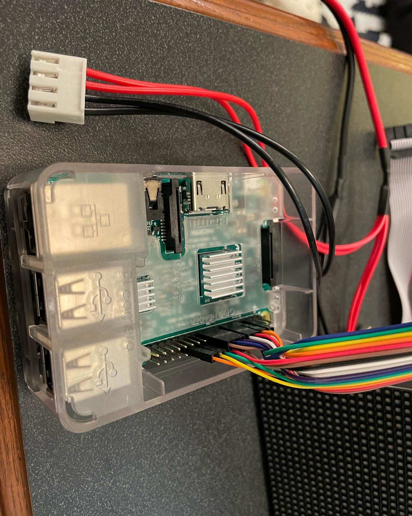 Raspberry Pi with jumper wires connected